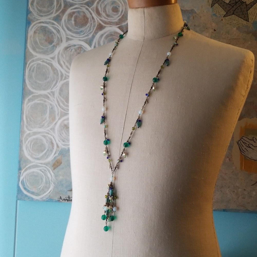Flapper style artisan necklace! Vintage glass bead